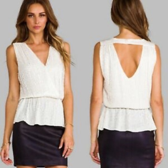 NWT SUPER Cute Parker Silk Beaded Peplum Top - Picture 8 of 8